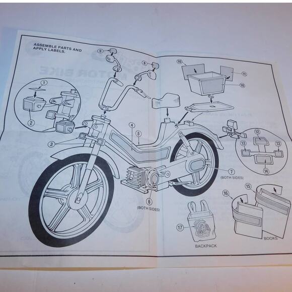 1983 Mattel's Barbie Motor Bike W/Basket, Helmet & Instructions - Picture 10 of 13